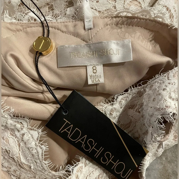 Anthropologie BHLDN Tadashi Shoji Lace Wedding Gown Cream White size 8 - Picture 2 of 13